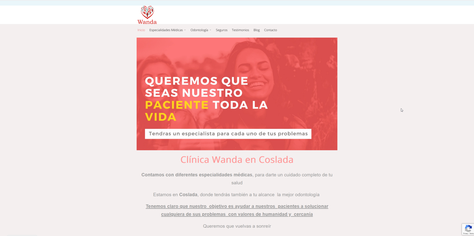Web anterior de Clínica Wanda